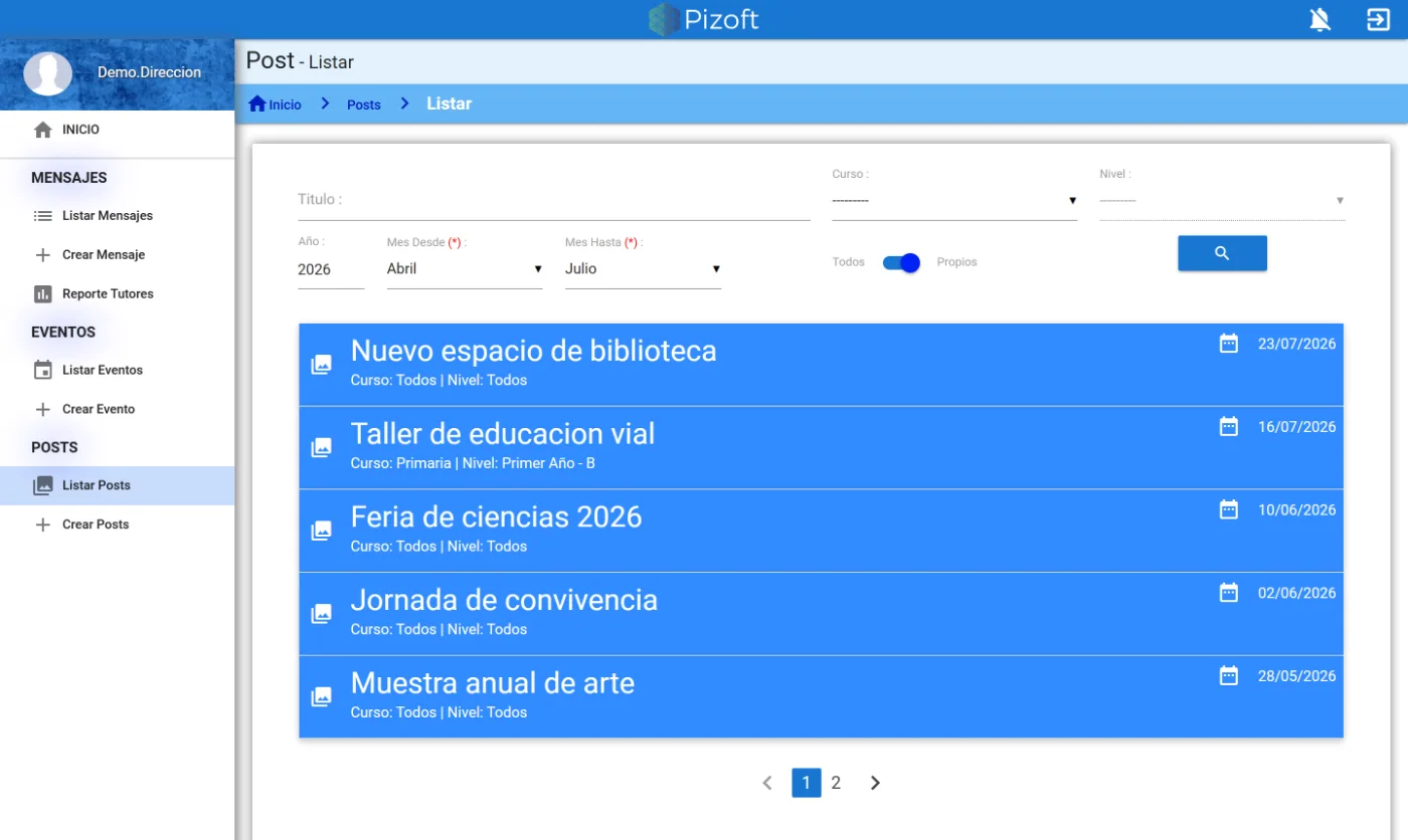 Comunicados y mensajes del colegio