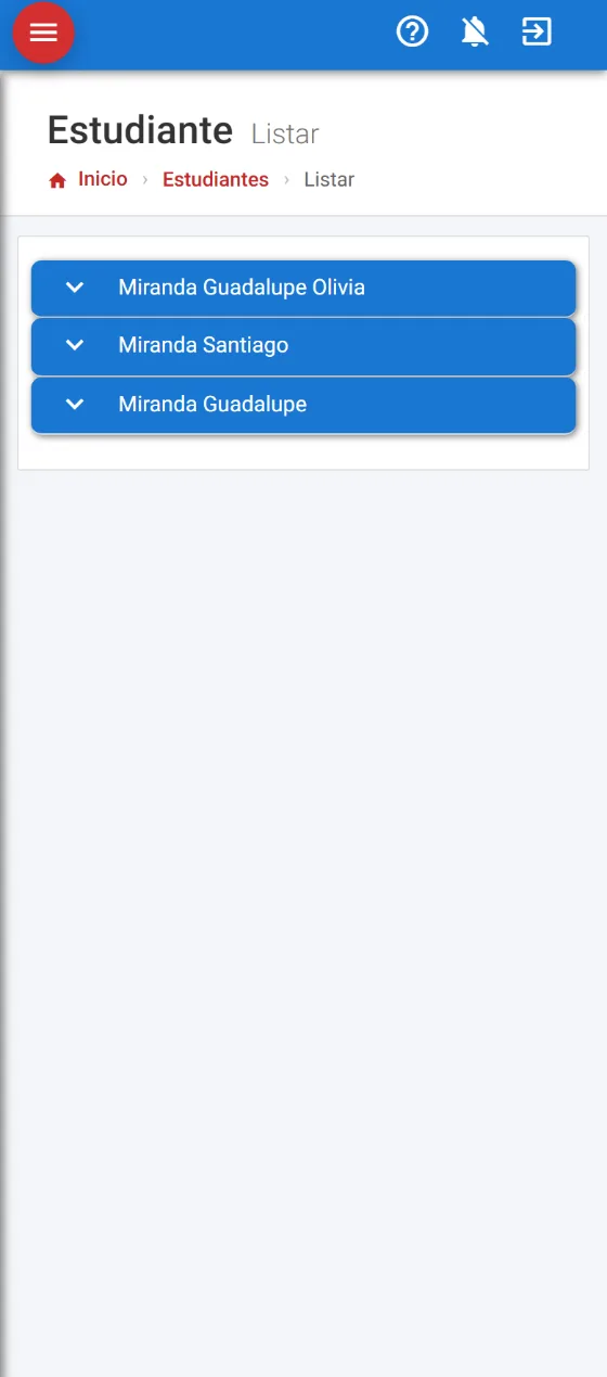 Mis alumnos en la app del tutor
